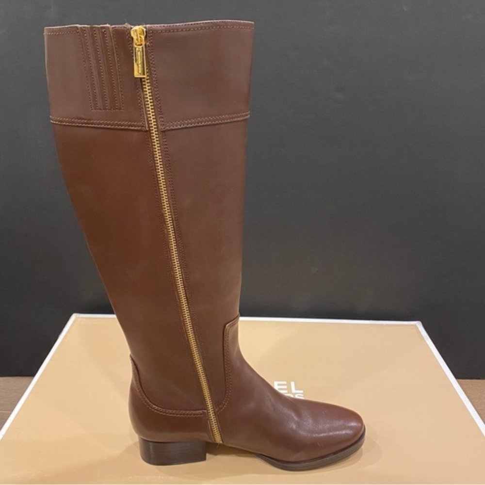 Michael Kors MK Harland Brown Riding Knee Tall Boots Shoes Flats 7 Wide Calf NEW - Picture 2 of 4